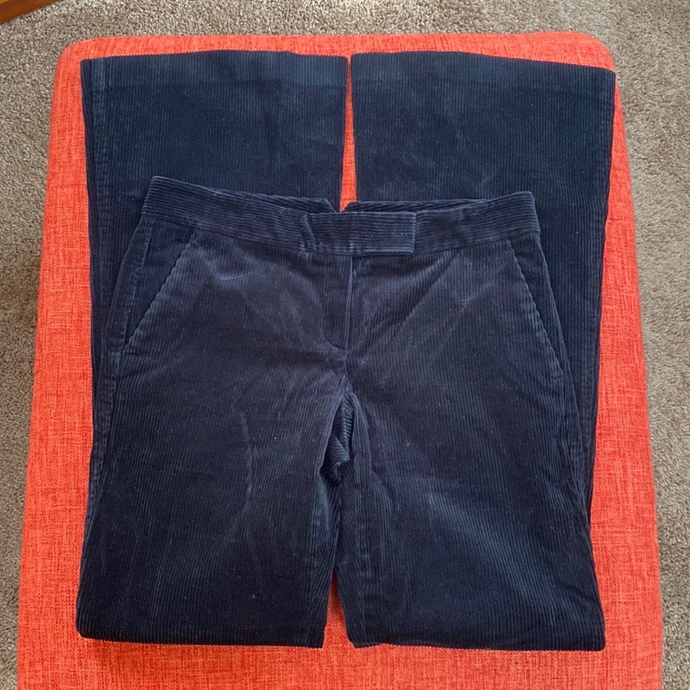 THEORY Black Wide Leg Whale Cords Corduroy Trouser Pants